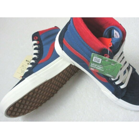 Vans Women's Sk8-Hi MTE All Weather Boots Navy Blue Red Suede Size 8.5 NIB - Picture 4 of 5